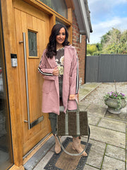 Rose Boucle Stripe Detail Coat Mia