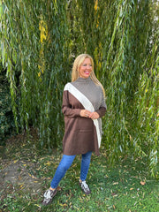 Chocolate Diagonal Stripe Knit Athena