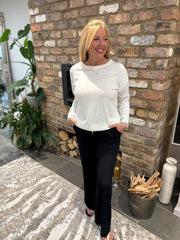 White Textured Rib Sweatshirt Mia