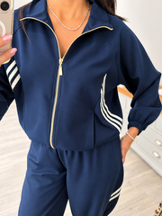 Navy Stripe Zip Jacket Roxy