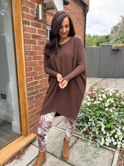 Chocolate Ribbed Knit Dress Yasmin