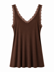 Chocolate Lace Ribbed Vest Libby