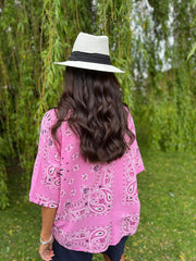 Candy Pink Paisley Bubble Cotton Top Quinley