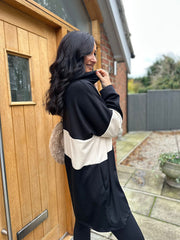 Black Block Stripe Sweat Dress Eva