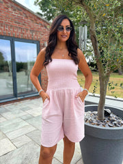 Rose Bubble Cotton Bandeau Playsuit