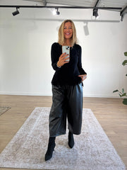 Black Long Sleeve Fringed Knit Amara