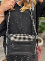 Black Rhinestone Chain Shoulder Bag