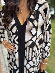 Mocha Multi Print Longline Dress Briella