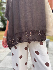 Chocolate Sequin Trim Top Astrid