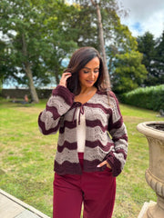 Wine Wave Tie Cardi Shona