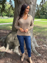 Mocha Open Collar Jumper Rhea