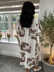 Chocolate Floral Aztec Shirt Dress  Gemma