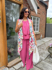 Lipstick Pink Layered Bubble Cotton Vest Quinn