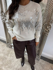 Winter White Sequin Patterned Jumper Zoe