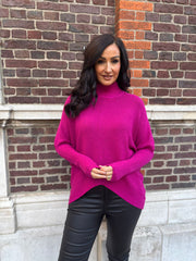 Lipstick Ribbed Dip Hem Jumper Vicky