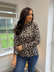 Black Leopard Print Super Soft Roll Neck