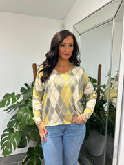 Lime Argyle Knit Top Georgia