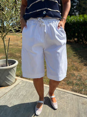 White Drawstring Culottes Anya