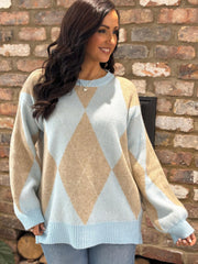 Blue Argyle Knit Paige
