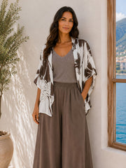 Chocolate Applique Leaf Print Jacket Diana