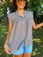 Mocha Polka Dot Top Ashley