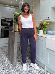 Navy Straight leg Comfort fit pull on Trousers
