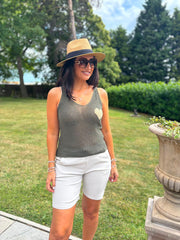 Khaki Gold Heart Knit Vest Matilda