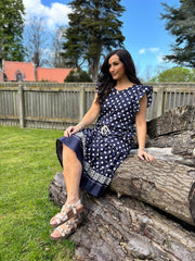 Navy Polka Dot Frill Sleeve Top Bailey