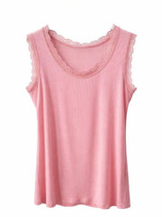 Pink Ribbed Lace Vest Trina