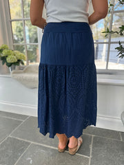 Navy Broderie Skirt Jolie