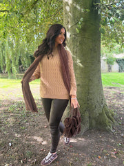 Camel Cable Knit Jumper Emilia