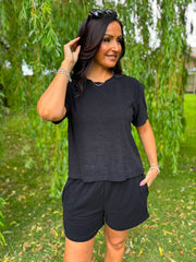 Black Soft Towelling Set Adriana