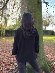 Black Metallic Heart Ribbed Sweatshirt Brooke