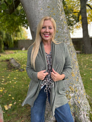 Khaki Soft Drape Cardi Flora
