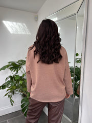 Mocha Button Detail Sweatshirt April