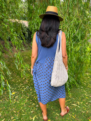 Denim Polka Dot Panel Dress Coraline