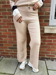 Stone Drawstring Knitted Trousers Ophelia