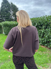 Chocolate Drawstring Hem Top Judy