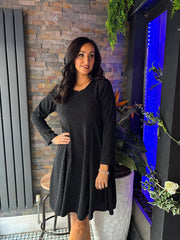 Black Shimmer Diamante Dress Hazel