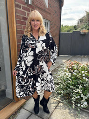 Monochrome Floral Detail Dress Eden