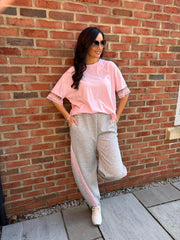 Grey Stripe Barrel Leg Joggers