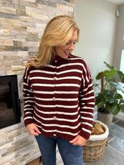 Wine Stripe Cardigan Dora