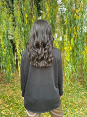 Black Gathered V Neck Top Elsie