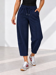 Navy Barrel Leg Jogger