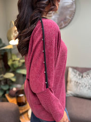 Wine Diamante Trim Knit Orla