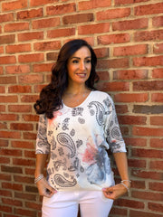 Grey Paisley Floral Knit June