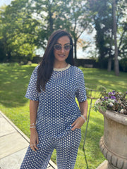 Navy Geometric Pattern Co-ord Indie