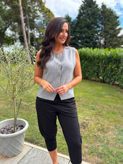 Grey Buttoned Knit Waistcoat Kerry