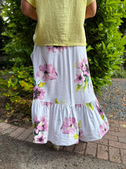 White Asymmetric Floral Frill Skirt Amy