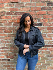 Black Faux Suede Jacket Shana